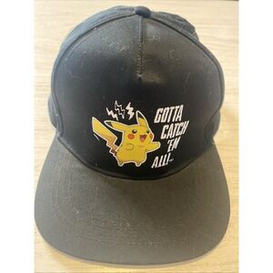 Pokémon Pikachu Gotta Catch 'Em All Snapback‎ Hat Black One Size OSFA Adjustable